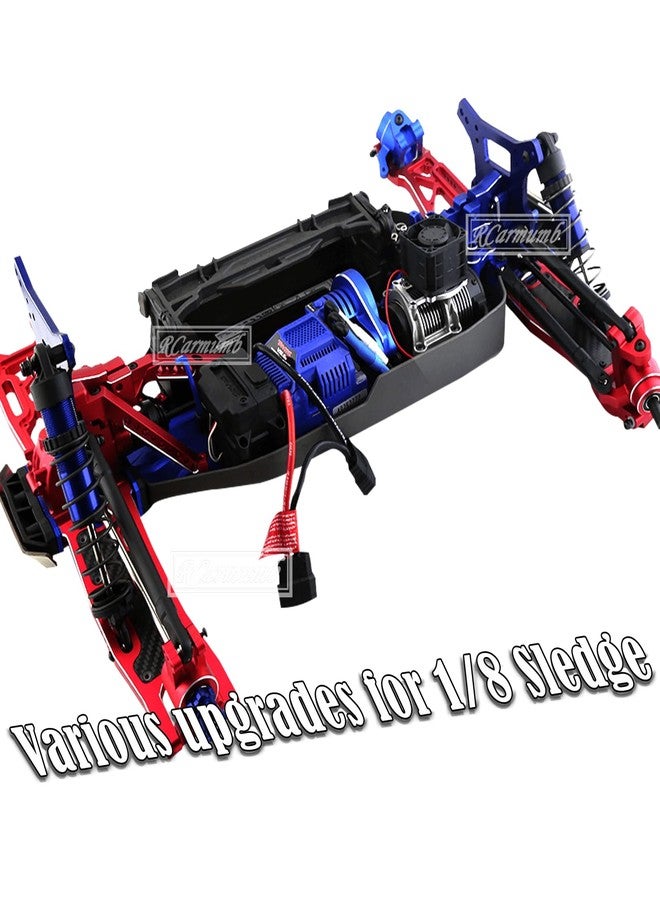 Rcarmumb Suspension Arms Upgrades Part for 1/8 Sledge 4WD #95076-4, 4pcs Aluminum Front Rear Swing Arm Hops Up w/Carbon Fibre Dust-Proof Protection Plate,Navy Blue - Image 5